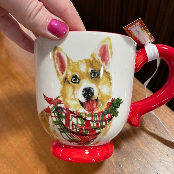 Christmas Corgi Dog with Holiday Bandana Ceramic Coffee Mug NWT Potter’s Studio - Picture 2 of 4